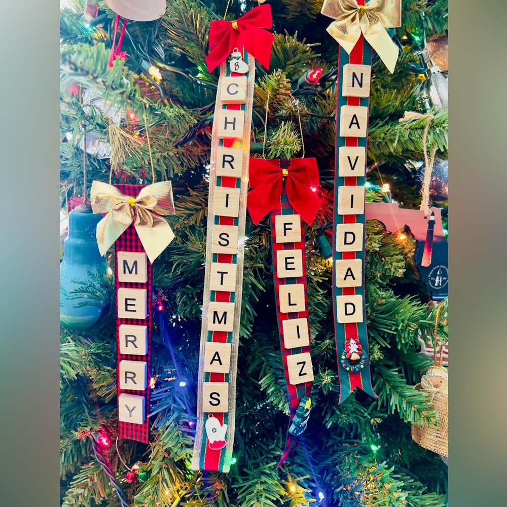 Handmade Scrabble Tile Christmas Ornament – Custom Holiday Word Décor - Picture 12 of 14